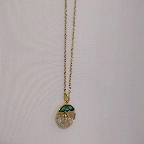 Stainless steel necklace new with zircon 45cm adjustable chain