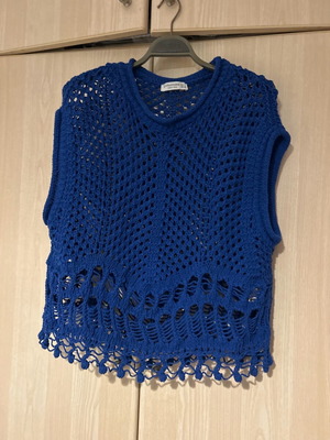 Beach knit top blue new, size L