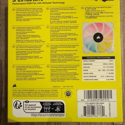Corsair PC Fans SP120 RGB Elite White, new, 2 pieces