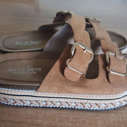 Platform sandals size 37 used, beige, soft and comfortable