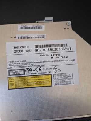 Panasonic UJ-841 DVD οπτική μονάδα με IDE/ATAPI 50 ακίδων, ΛΕΙΤΟΥΡΓΙΚΟ