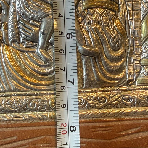 Silver Icon Panagia Axion Esti 950 in Wooden Frame 19x27 cm like new