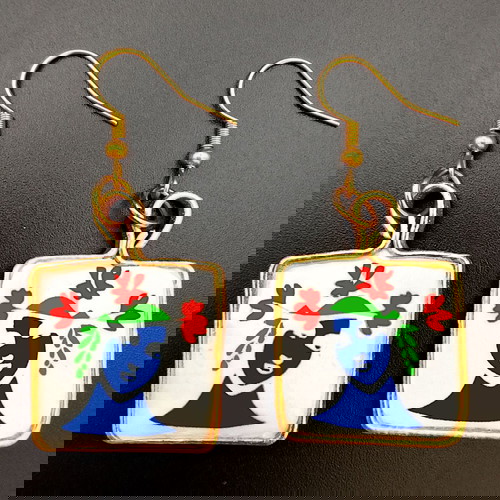 Σκουλαρίκια Ορφέας καινούργια, χειροποίητα, πολύχρωμα, χρυσαφί