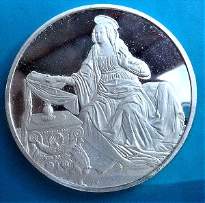 Ασημένιο μετάλλιο LEONARDO DA VINCI-LA VERCINE DETTAGLIO DA L'ANNUCIAZIONE  silver .925 from FRANKLIN MIND