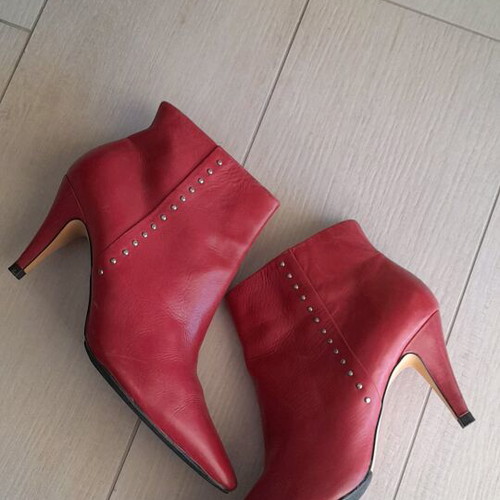 Zara leather ankle boots used, size 38, burgundy