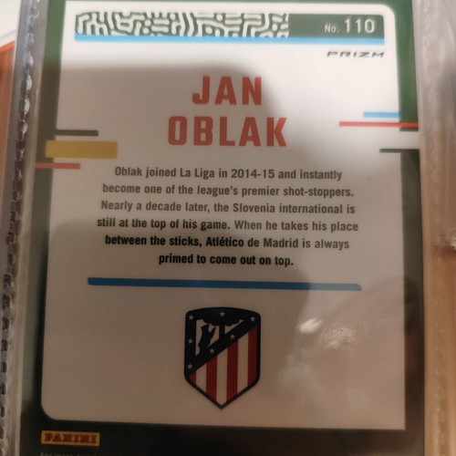 Panini Donruss Soccer 2023-24 Optic Prizm Jan Oblak Card No 110 like new