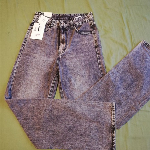 Grey denim pants new, high waist with wide leg, size S