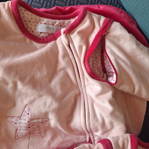 Premaman velour baby sleeping bag, pink, size 1