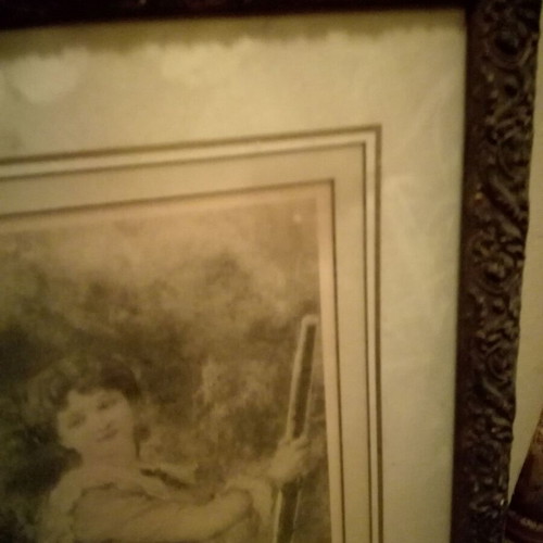Engraving from 1960 with handmade wood-carved frame new