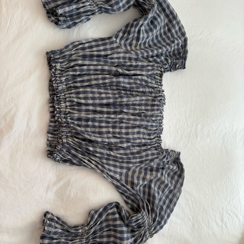 Italian Viscose Tunic checked blue white like new