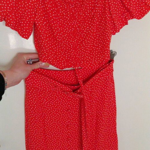ZARA set skirt XS and crop top S polka dot like new, red and white