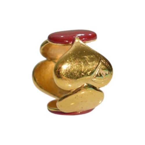 Louis Vuitton Sweet Monogram gold ring with red enamel hearts, size S