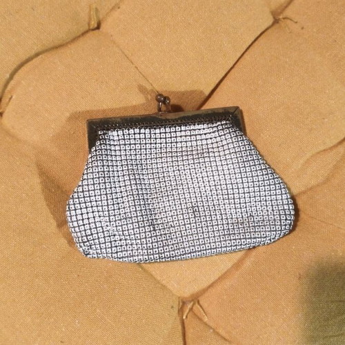 Vintage wallet used with metal beads, off white color