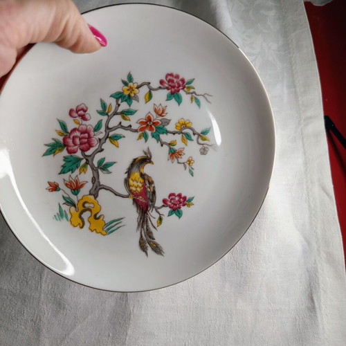 Ionia dessert plate like new with floral design and peacock 16.5 cm
