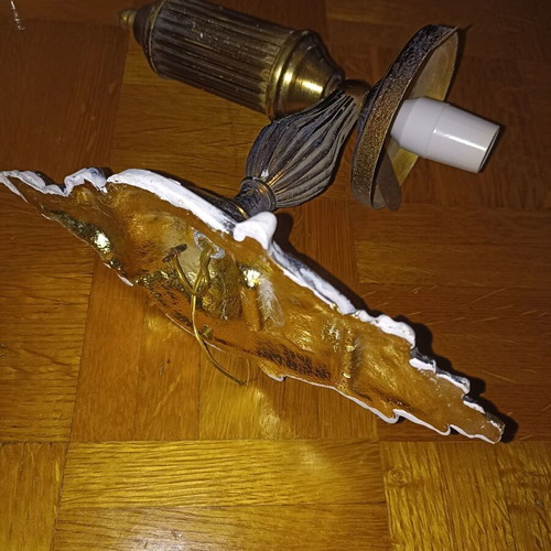Classic old lamp base used, metal for indoor-outdoor use