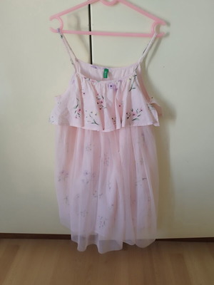 Benetton dress 130cm like new, pink, 100% cotton, side zipper