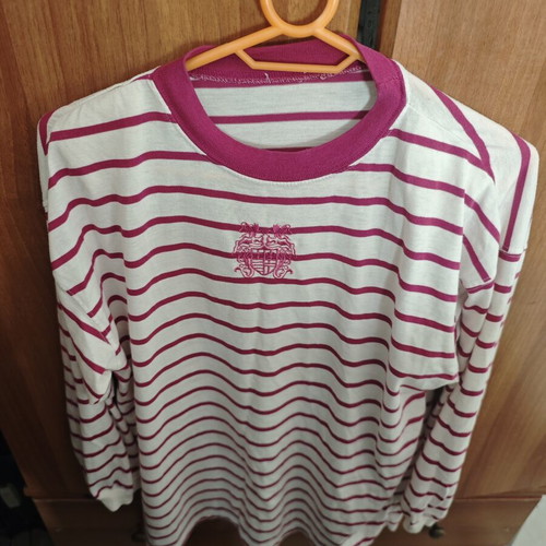Women's cotton blouse size L like new, white and pink