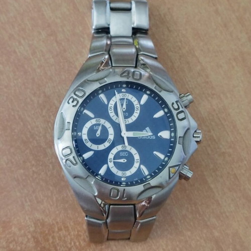Adidas men's wristwatch, silver and blue