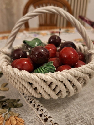 Glass basket with cherries new