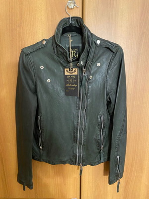 Ricano Vintage leather women's biker jacket new, green, size XL