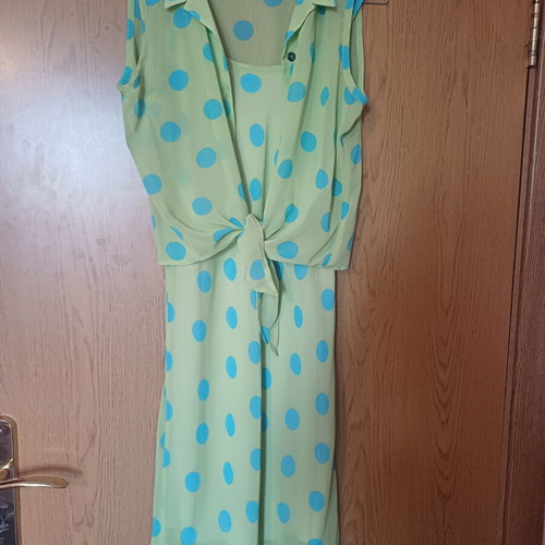 A.L.E. women's dress and sheer blouse like new, green, silk
