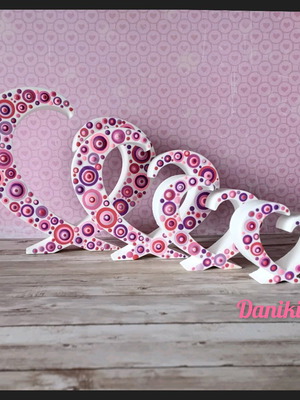 Handmade gypsum hearts set of 4 for home decoration