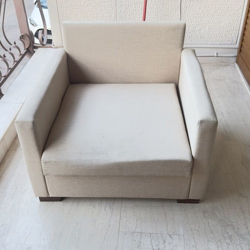 Armchair with bed mechanism, missing one cushion