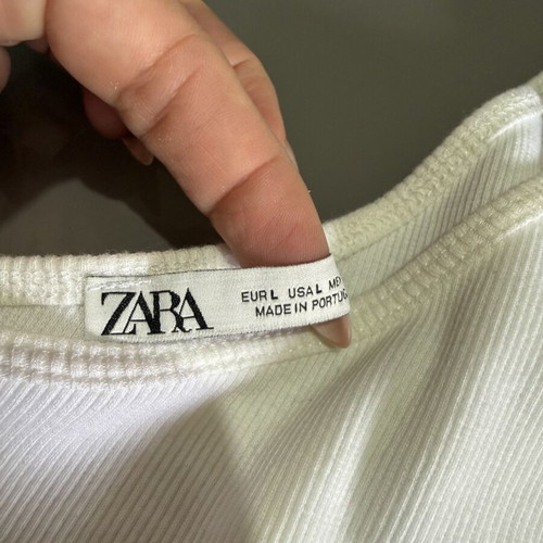 Τοπ ριμπ Zara με σατέν φιόγκο άσπρο μέγεθος L σαν καινούργιο