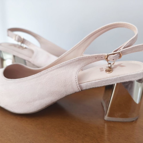 Xti Slingback shoes like new, nude with metallic heel, size 40