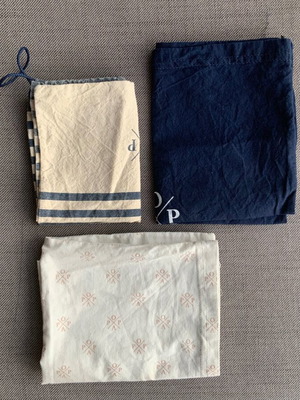 Fabric pouches used, set of 3, size up to A4 POPA