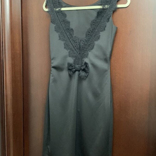 Bill Cost black fitted dress with lace back opening like new