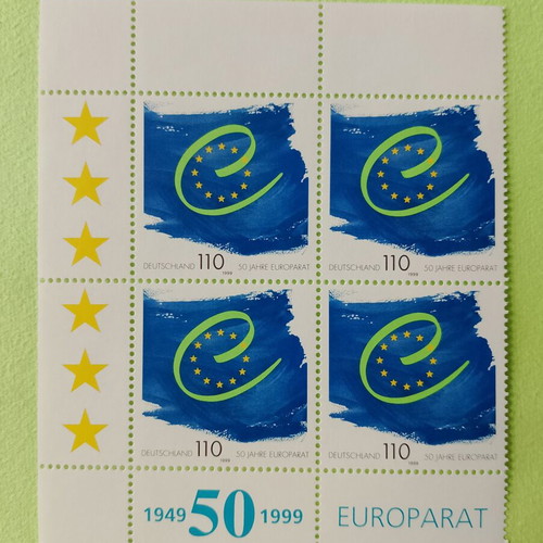 German 1999 stamp with Bonn first day cover, mint block of four