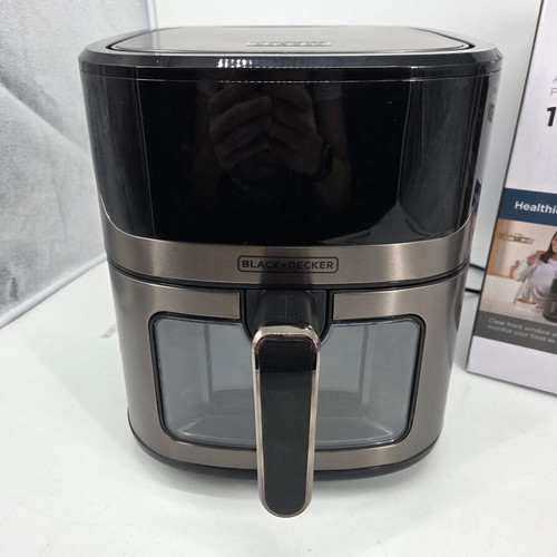 Black & Decker BXAF6500E Air Fryer 1600W 6.5L New, Black-Silver