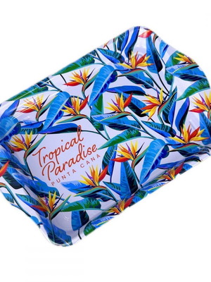 Tropical Design metal rolling tray 21x14 cm new
