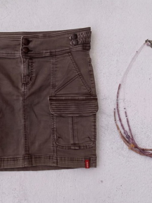 Brown cargo mini skirt size M like new with handmade necklace gift