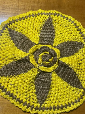 Vintage chair pillow handmade and new with crochet