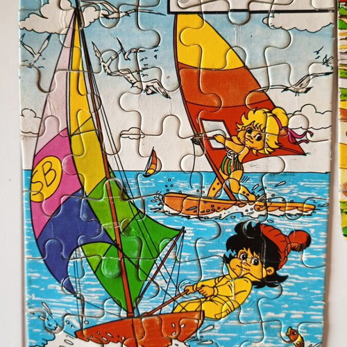Vintage Olympic Airways advertising puzzles used, set of 2
