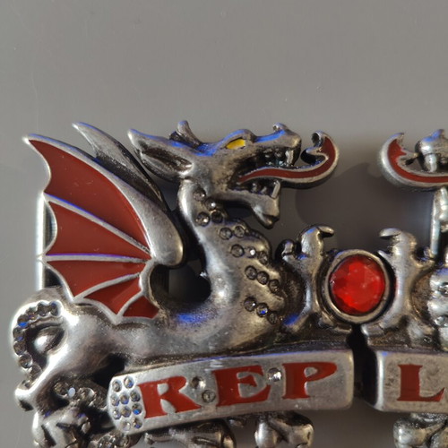 Replay Vintage Dragon Belt Buckle like new, silver, adjustable