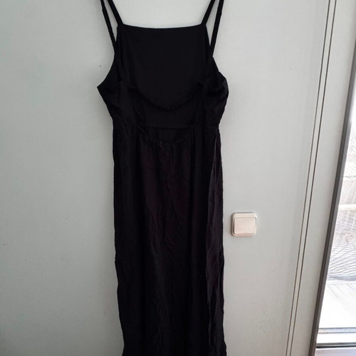 Black backless dress, slightly sheer