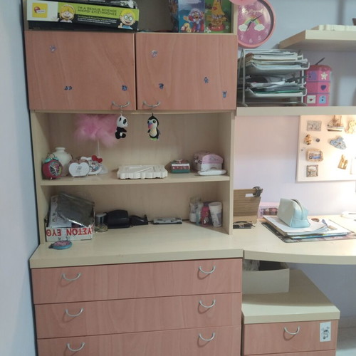 Children's bedroom furniture set used, bed 90x200 cm, shelves, desk, nightstand