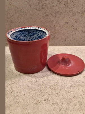 Vintage Handmade Ceramic Storage Jar with Lid like new