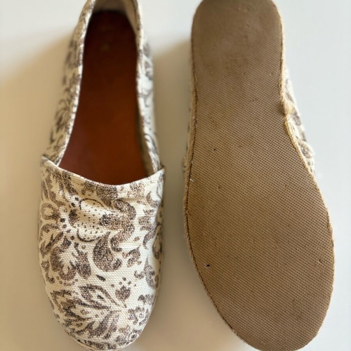 Dots handmade espadrilles used, size 38, beige multicolor