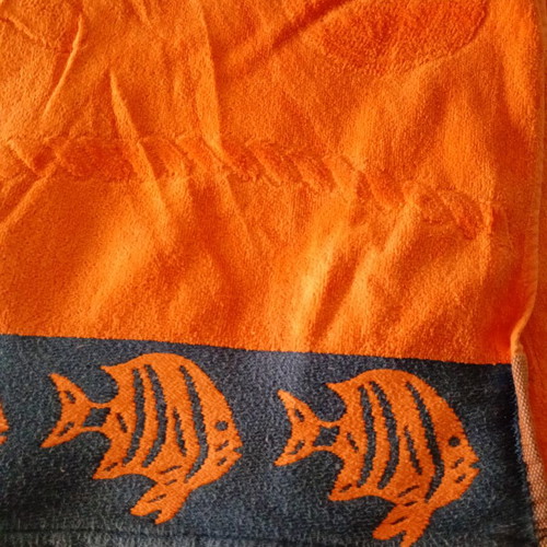 Velour beach towel, bright orange, 160x85 cm