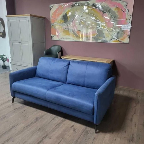 Designer blue fabric sofa three-seater with sleep function new