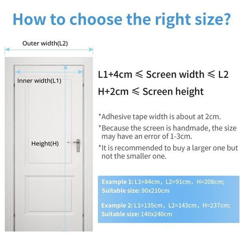 Mycarbon magnetic door screen 80 x 200 cm, black, no drilling