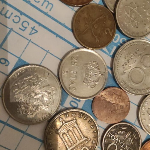 Coins used, 200 pieces from around the world