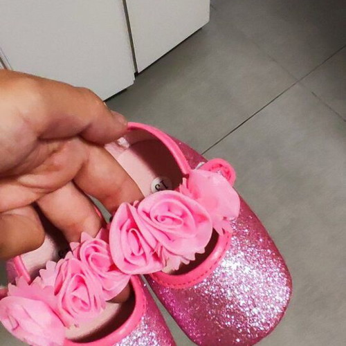 Baby Ballerina Shoes size 13 new with rhinestones and flowers