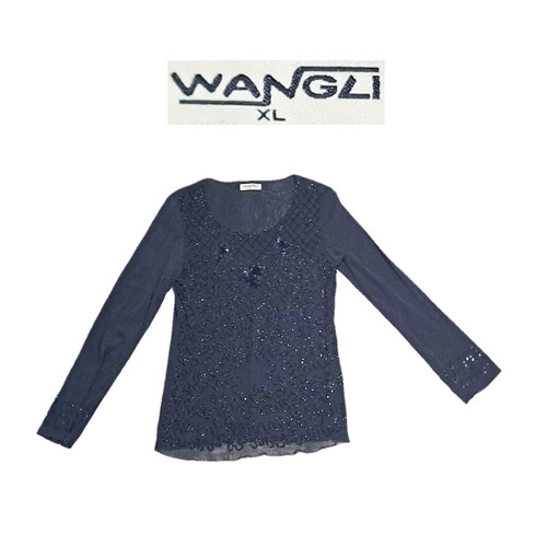 Wangli women's blouse with beads and sequins like new, size XL