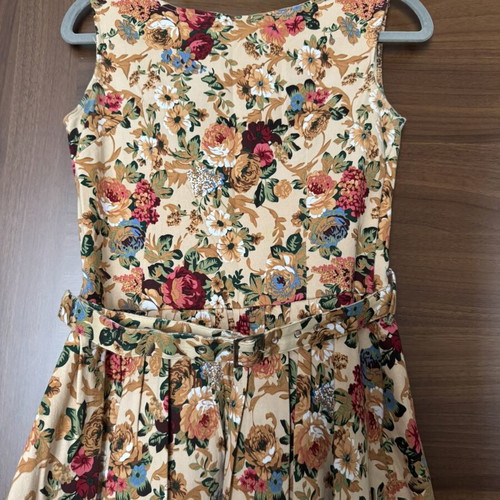 Lindy Bop Floral 50s Dress like new, cotton, beige multicolor, UK10