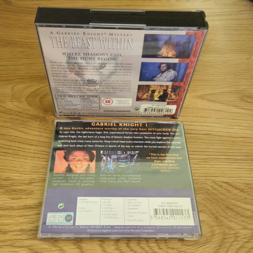 Gabriel Knight 1 & 2 PC game pack, Sierra Originals, 7 CDs